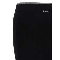 Fuste Black Skirt With Ribbed High Waist And Logo Patch On The Rear In Wool Woman Femei