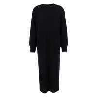 Rochii 'Puerto Rico' Black Crewneck Dress With Side Single Slit And Contrasting Cuffs In Wool Woman Femei