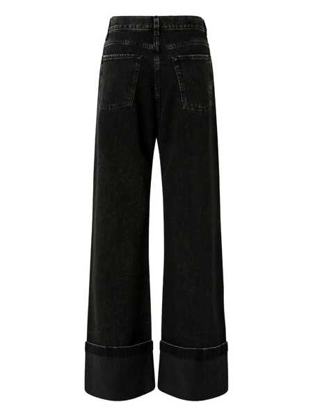 Blugi Pinko Wanda Black Jeans With Logo Plaque On The Loop And Turn-Up Hem In Denim Woman Black Femei (BM 18969438) 2