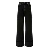 Blugi 'Wanda' Black Jeans With Logo Plaque On The Loop And Turn-Up Hem In Denim Woman Femei