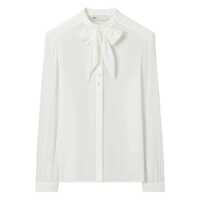 Bluze White Blouse With Pussybow Collar In Viscose Woman Femei