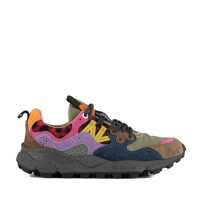 Sneakers Flower Mountain Yamano 3 Dark Green Anthracite Suede And Nylon Sneakers And Purple Femei