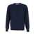 Kangra Blue Crewneck Sweater With Ribbed Trims In Wool Man BLUE
