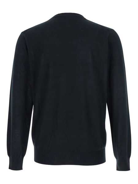 Pulovere Kangra Black Crewneck Sweater With Ribbed Trims In Wool Man Black Barbati (BM 18969813) 2