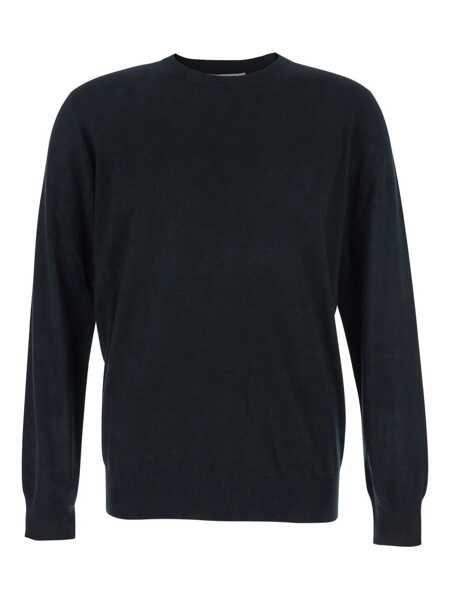 Pulovere Kangra Black Crewneck Sweater With Ribbed Trims In Wool Man Black Barbati (BM 18969813) 1