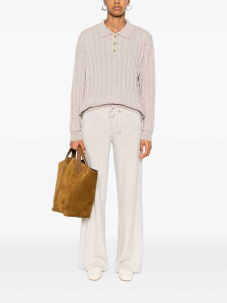 Pantaloni casual Lisa Yang Sofi White Pants With Elastic Drawstring Waist In Cashmere Woman WHITE Femei (BM 18969831) 2