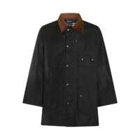 Paltoane Barbour Black Cotton Coat Barbati