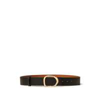Curele Black Belt With Buckle Closure In Grained Leather Woman Femei