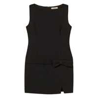 Rochii Black Crewneck Mini Dress With Bow Detail On The Front And Logo Plaque On The Rear In Tech Fabric Stretch Woman Femei