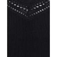 Pulovere TWINSET Dama - Pulovere TWINSET Black Sweater With Embroidered Collar And Elastic Cuffs In Wool And Cotton Woman Black Femei (BM 18970365) - B-mall.ro