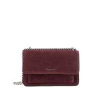 Genti de umar Bordeaux Shoulder Bag With Chain Strap And Front Logo In Suede Woman Femei