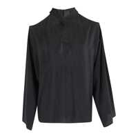 Bluze Black Blouse With Criss-Crossed Neckline And Rear Keyhole Closure In Silk Blend Woman Femei