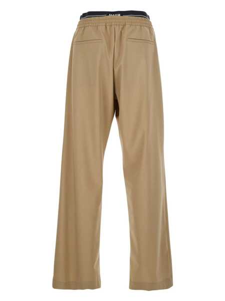 Pantaloni MSGM Beige Pants With Elastic Drawstring Waist In Wool Stretch Man Beige Barbati (BM 18971010) 2