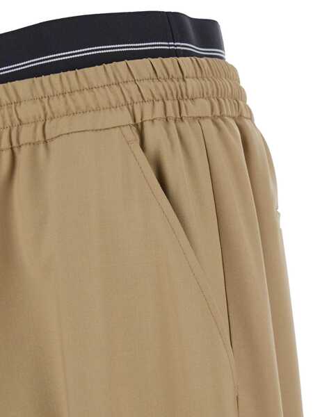 Pantaloni MSGM Beige Pants With Elastic Drawstring Waist In Wool Stretch Man Beige Barbati (BM 18971010) 3