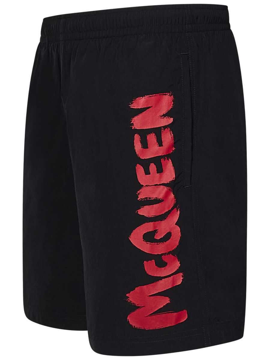 Sorturi de baie Alexander McQueen Alexander McQueen Swimsuit With Contrast Side Printed Logo NERO E ROSSO Barbati (BM 18971469) 3