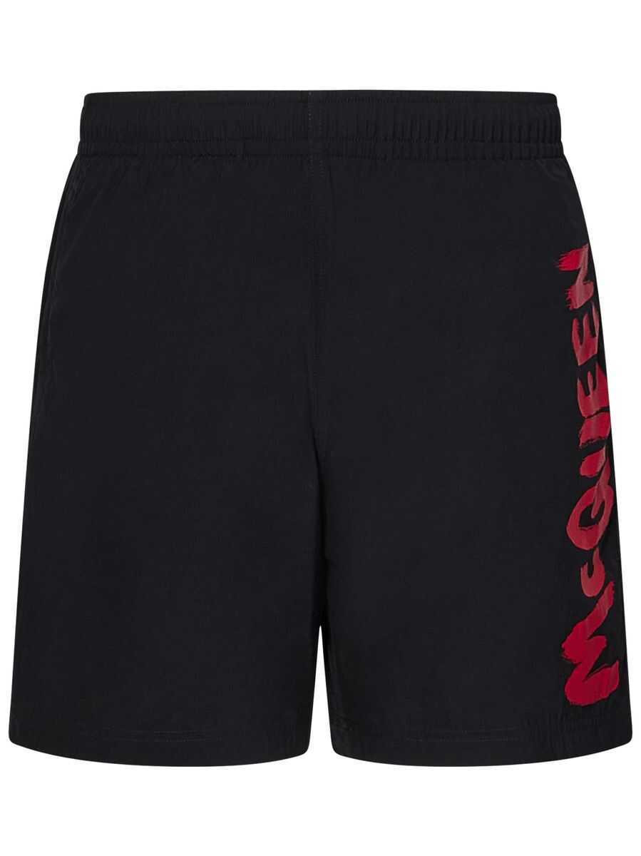 Sorturi de baie Alexander McQueen Alexander McQueen Swimsuit With Contrast Side Printed Logo NERO E ROSSO Barbati (BM 18971469) 1