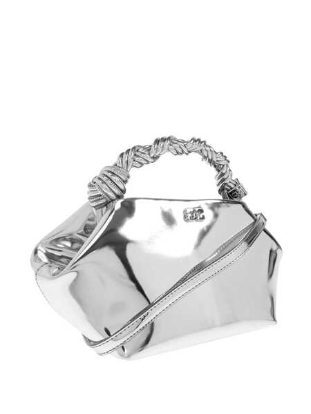 Genti de mana Ganni Ganni Silver Leather Small Bou Top Handle Bag SILVER Femei (BM 18972321) 3