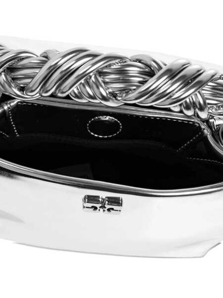 Genti de mana Ganni Ganni Silver Leather Small Bou Top Handle Bag SILVER Femei (BM 18972321) 5