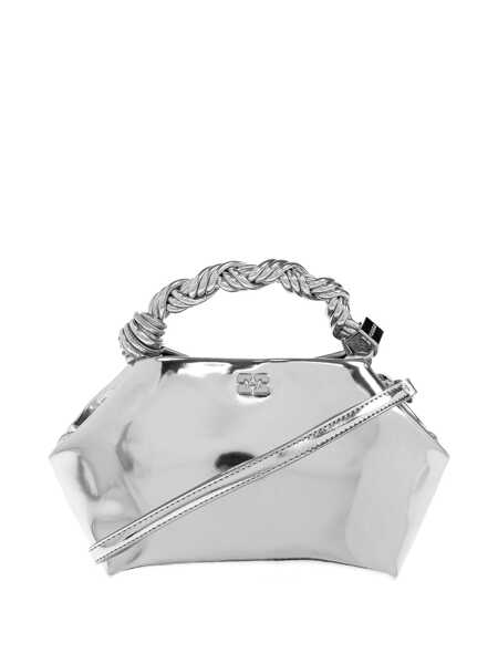 Genti de mana Ganni Ganni Silver Leather Small Bou Top Handle Bag SILVER Femei (BM 18972321) 1