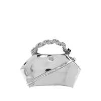 Genti de mana Ganni Silver Leather Small Bou Top Handle Bag Femei