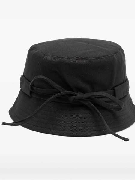 Sepci JACQUEMUS Le Bob Gadjo Black Bucket Hat With Logo Lettering On The Front And Self-Tie Closure On The Rear In Cotton Man Black Barbati (BM 18972384) 2