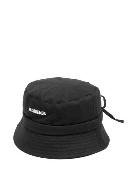 Sepci JACQUEMUS Le Bob Gadjo Black Bucket Hat With Logo Lettering On The Front And Self-Tie Closure On The Rear In Cotton Man Black Barbati (BM 18972384) 1