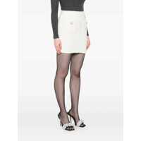 Fuste Self-Portrait Dama - Fuste Self-Portrait White Miniskirt With Pearl Embellishments And Button Detail In Tech Fabric Woman WHITE Femei (BM 18972603) - B-mall.ro