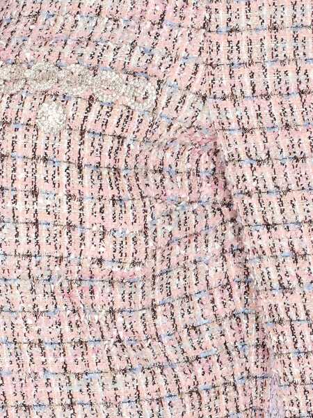 Geci Self-Portrait Pink Crewneck Jacket With Crystal Embellishments And Ecofur Cuffs In Tech Fabric Woman PINK Femei (BM 18972606) 3
