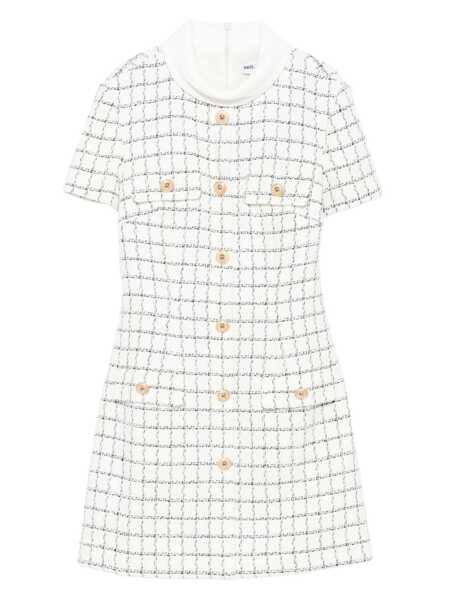 Rochii Self-Portrait White Mini Dress With Jewel Buttons And All-Over Check Motif In Tech Fabric Woman WHITE Femei (BM 18972612) 1