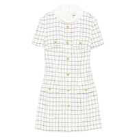 Rochii White Mini Dress With Jewel Buttons And All-Over Check Motif In Tech Fabric Woman Femei