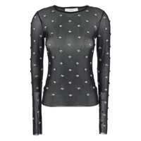 Topuri 'Lux' Black Crewneck With Embellishments On Front And Sleeves In Tech Fabric Woman Femei