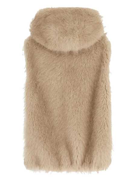 Geci VALENTINI 1972 Beige Sleeveless Jacket With Hood And Drawstring In Faux Fur Woman Beige Femei (BM 18973098) 2