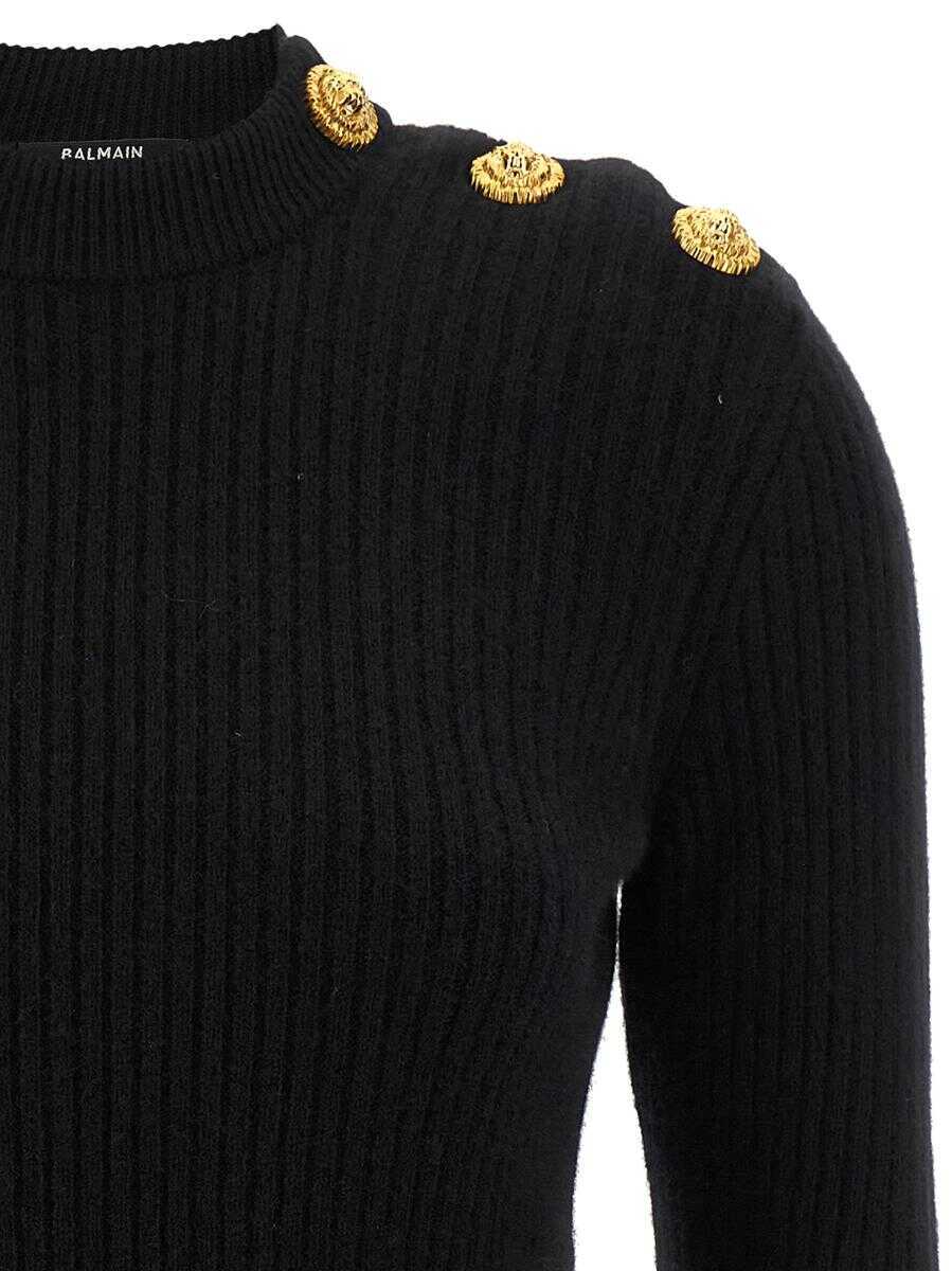 Pulovere Balmain Balmain Ribbed Sweater Black Femei (BM 18973266) 3