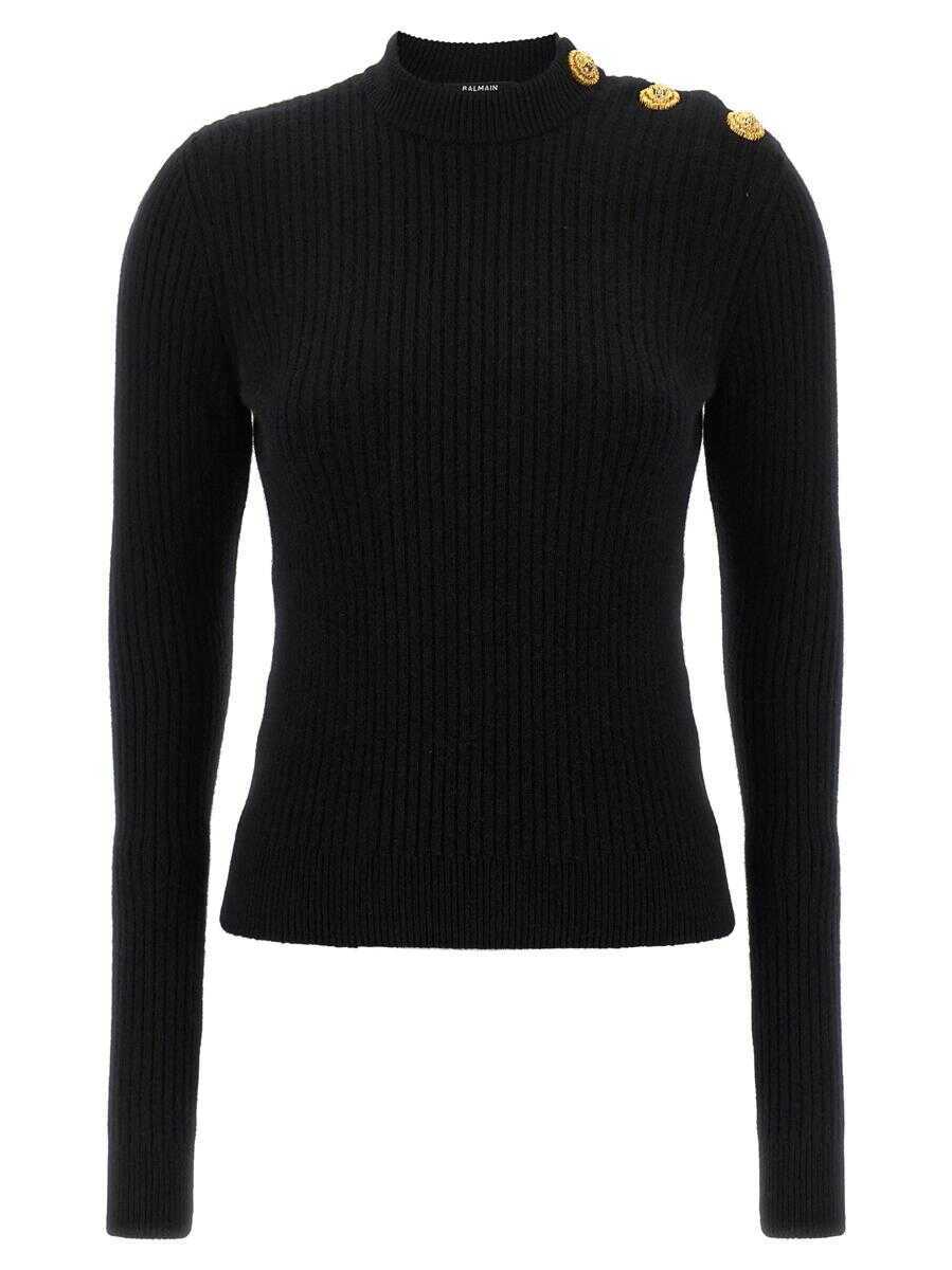 Pulovere Balmain Balmain Ribbed Sweater Black Femei (BM 18973266) 1