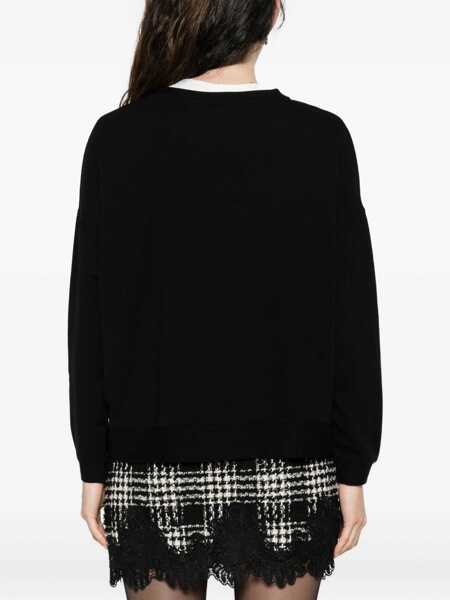 Pulovere Majestic Filatures Majestic Filatures Black V-Neck Sweatshirt Black Femei (BM 18973410) 4