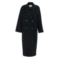 Paltoane 'Clara' Black Double-Breasted Coat With Notched Revers In Wool Woman Femei