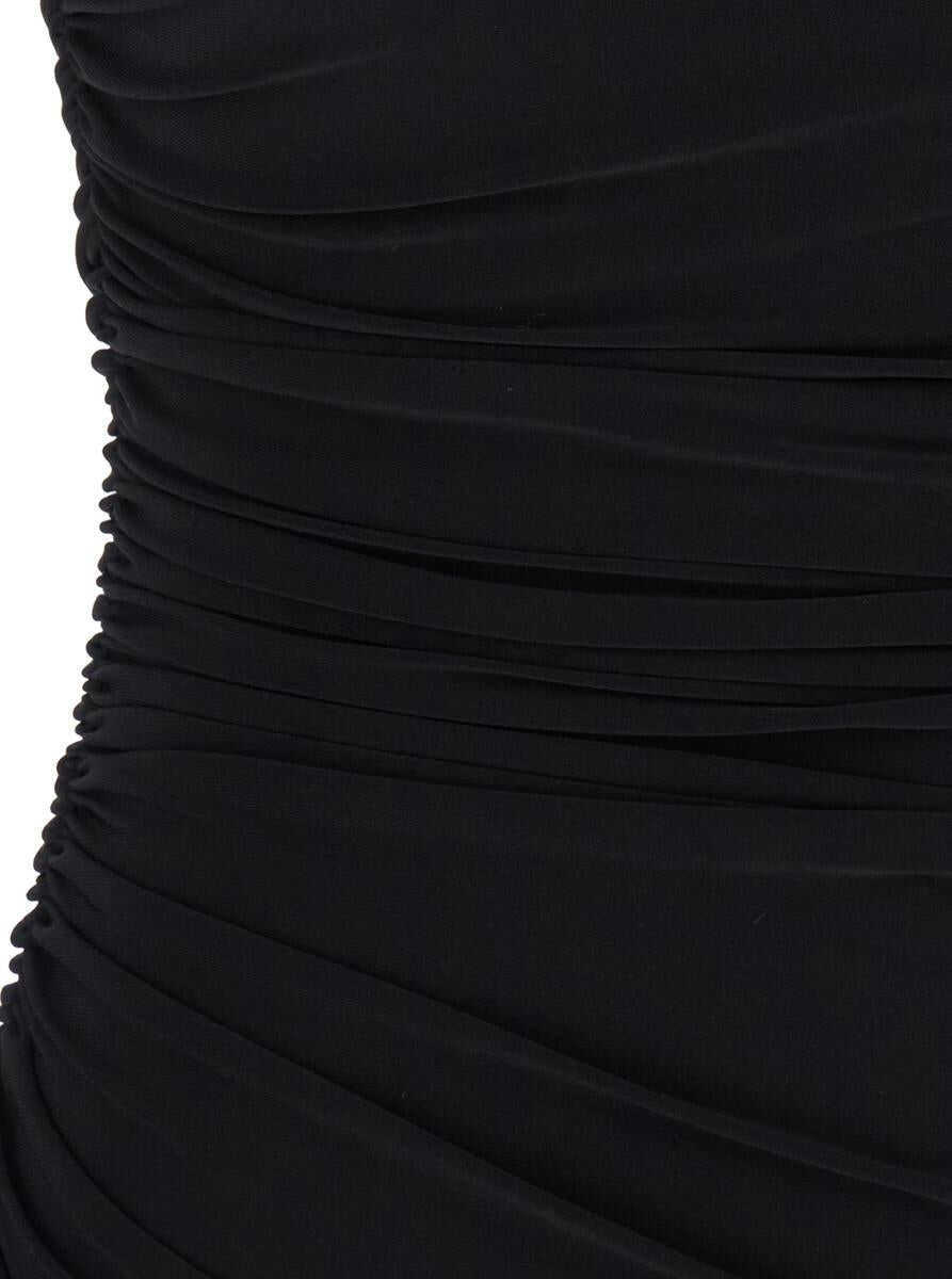 Rochii NORMA KAMALI Black Mini Dress With Asymmetric Hem And Mesh Sleeves In Tech Fabric Woman Black Femei (BM 18973959) 3