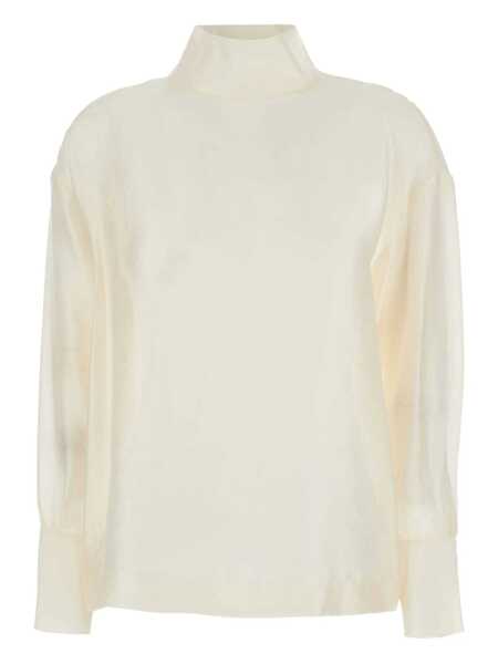 Camasi Rame White Turtleneck Pullover With Buttoned Cuffs In Tech Fabric Woman WHITE Femei (BM 18974166) 1