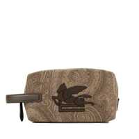 Genti de mana Etro Etro Essential Small Pouch In Jacquard Light Brown Barbati