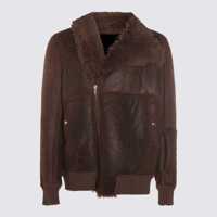 Geci Rick Owens Brown Hollywood Leather Jacket Barbati