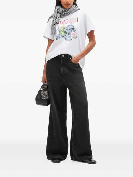 Topuri Ganni Ganni T-Shirts And Polos WHITE Femei (BM 18974937) 2