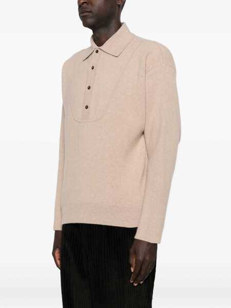 Tricouri Polo JACQUEMUS Beige Sweater With Polo Collar And Ribbed Details In Wool Man Beige Barbati (BM 18974958) 3