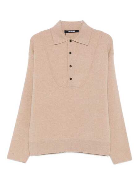 Tricouri Polo JACQUEMUS Beige Sweater With Polo Collar And Ribbed Details In Wool Man Beige Barbati (BM 18974958) 1
