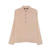 Tricouri Polo Beige Sweater With Polo Collar And Ribbed Details In Wool Man Barbati