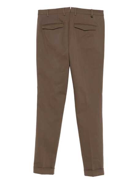 Pantaloni casual PT TORINO MASTER, Flat Front, Diagonal Pockets, Flap Back Pockets, Turn-Up Brown Barbati (BM 18975483) 2