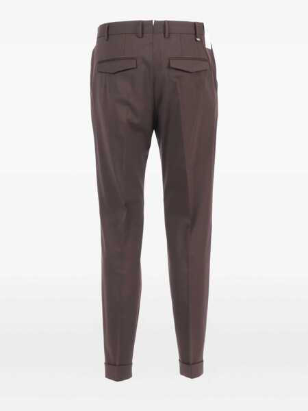 Pantaloni casual PT TORINO MASTER, 1 Pleat, Diagonal Pockets, Flap Back Pockets, Turn-Up Brown Barbati (BM 18975498) 2