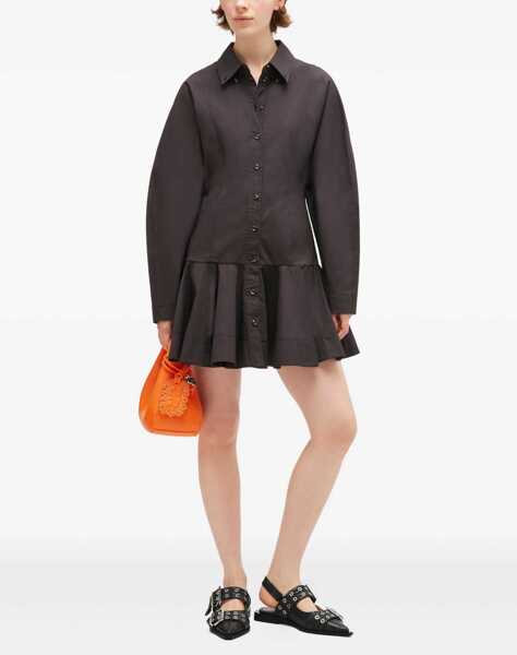 Rochii Ganni Short chemisier Dress BLACK Femei (BM 18975781) 2