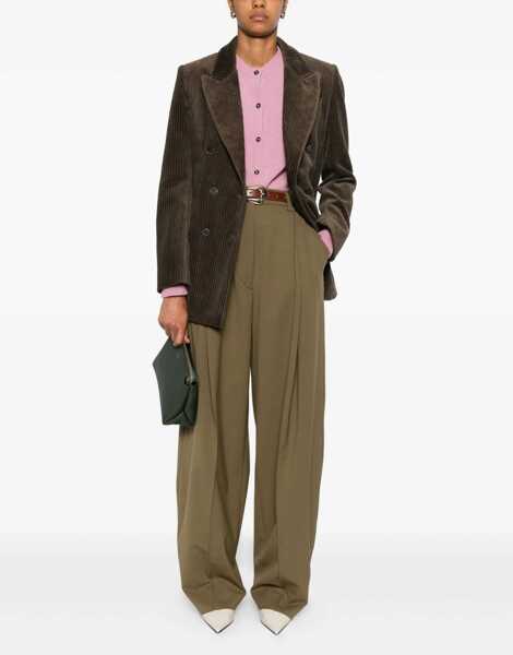 Sacouri P.A.R.O.S.H. Double-breasted Blazer with ribbed fabric STONE Femei (BM 18975838) 2