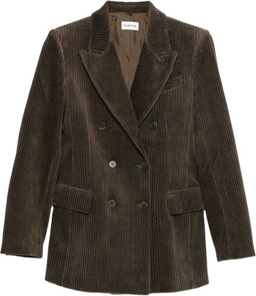 Sacouri P.A.R.O.S.H. Double-breasted Blazer with ribbed fabric STONE Femei (BM 18975838) 1