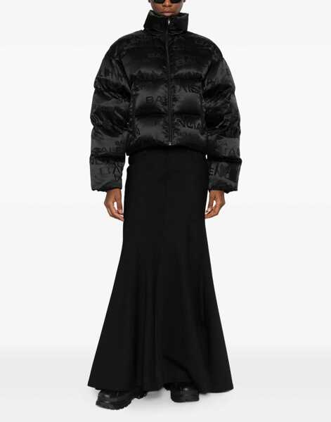 Geci de iarna Balenciaga Cropped Puffer Jacket with logo motif BLACK Femei (BM 18975868) 2